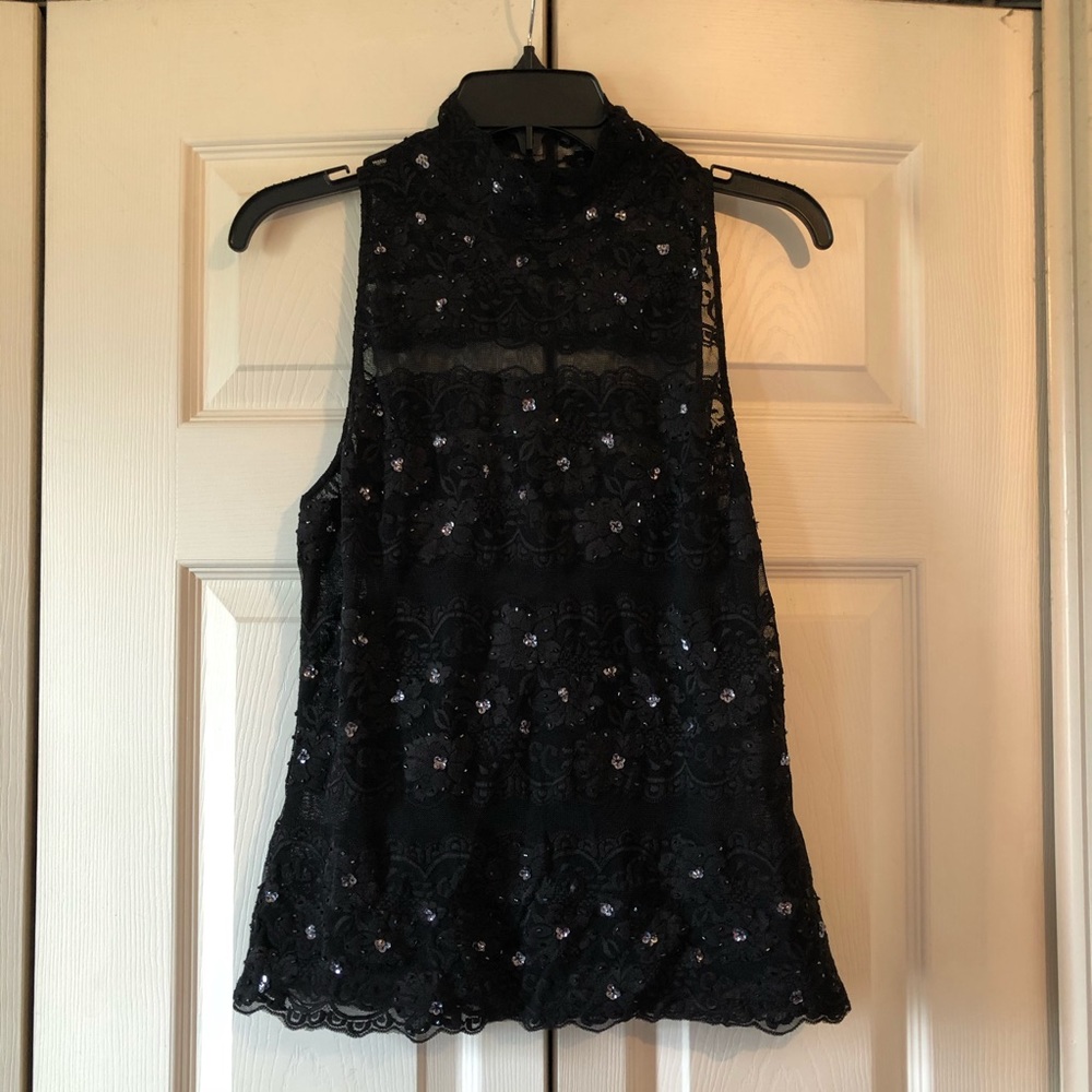 NWT Women’s Cache Lace Sequin Sleeveless Top L